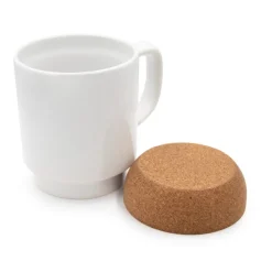 Kubek ceramiczny 370 ml z korkowym elementem | Kate / Biały V8297-02
