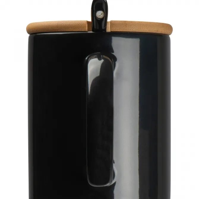 Kubek ceramiczny z łyżeczką 300 ml LOTHAR / Czarny 8296903