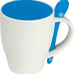 Kubek ceramiczny z łyżeczką PALERMO 250 ml / Niebieski 509504