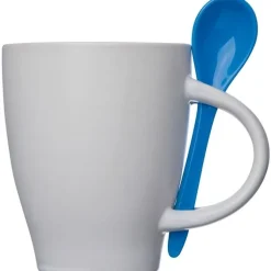 Kubek ceramiczny z łyżeczką PALERMO 250 ml / Niebieski 509504
