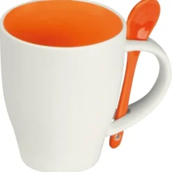 Kubek ceramiczny z łyżeczką PALERMO 250 ml / Pomarańczowy 509510