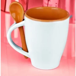 Kubek ceramiczny z łyżeczką PALERMO 250 ml / Pomarańczowy 509510
