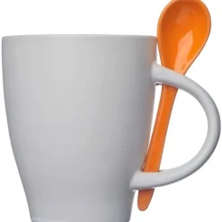 Kubek ceramiczny z łyżeczką PALERMO 250 ml / Pomarańczowy 509510