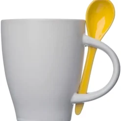 Kubek ceramiczny z łyżeczką PALERMO 250 ml / żółty 509508
