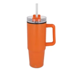 Kubek Miami z uchwytem i słomką 800ml / Pomarańczowy LT57004-N0026