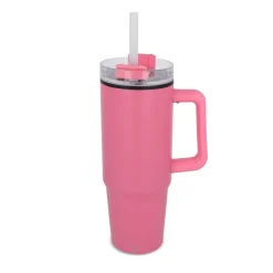 Kubek Miami z uchwytem i słomką 800ml / Różowy LT57004-N0076