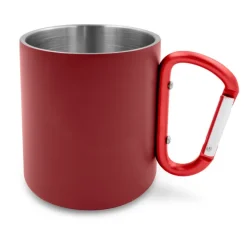 Kubek 280 ml ze stali nierdzewnej z recyklingu, z karabińczykiem | Pari / Czerwony V1405-05
