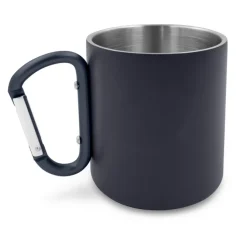 Kubek 280 ml ze stali nierdzewnej z recyklingu, z karabińczykiem | Pari / Czarny V1405-03