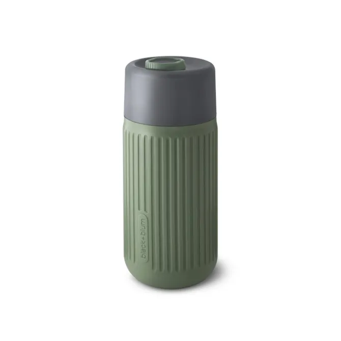 Kubek podróżny szklany BLACK+BLUM / Oliwkowy B3TC-GR010/OGKN2318