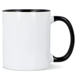 Kubek subli Oslo kolorowy w środku i uchwycie 300ml / Biały / czarny LT51164-N0102