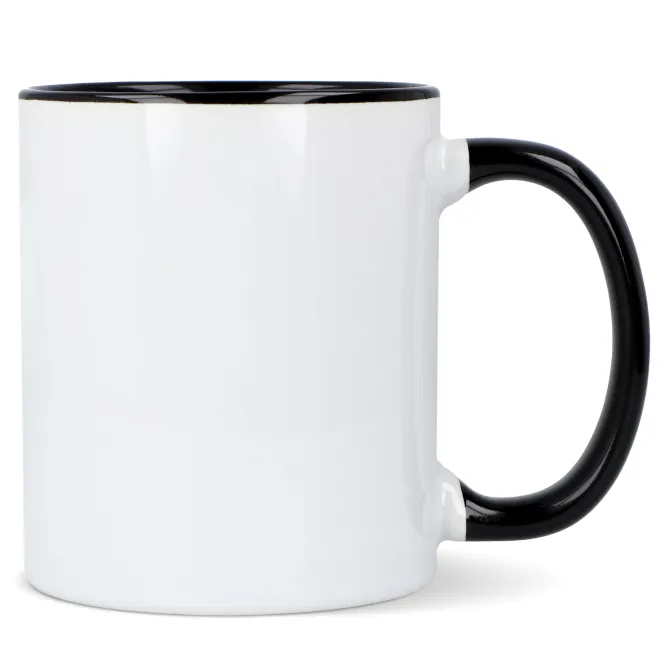 Kubek subli Oslo kolorowy w środku i uchwycie 300ml / Biały / czarny LT51164-N0102