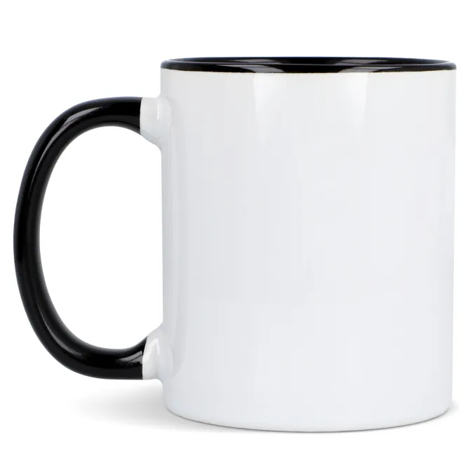 Kubek subli Oslo kolorowy w środku i uchwycie 300ml / Biały / czarny LT51164-N0102