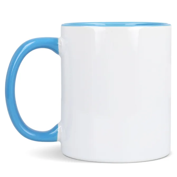 Kubek subli Oslo kolorowy w środku i uchwycie 300ml / Biały / jasnoniebieski LT51164-N0112