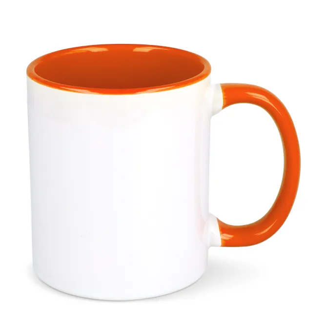 Kubek subli Oslo kolorowy w środku i uchwycie 300ml / Biały / pomarańczowy LT51164-N0126