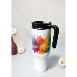 Kubek termiczny 1100 ml Air Gifts z ergonomicznym uchwytem | Ony / Biały VA094-02