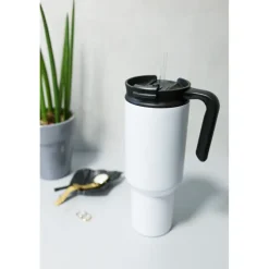 Kubek termiczny 1100 ml Air Gifts z ergonomicznym uchwytem | Ony / Biały VA094-02