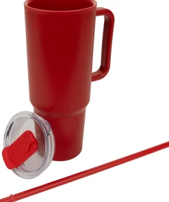 Kubek ze słomką XXL 1200 ml TEODORA / Czerwony 8468605