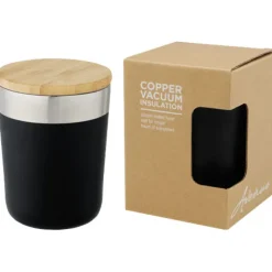 Lagan Miedziany kubek ze stali nierdzewnej o pojemności 300 ml, izolowany próżniowo, z bambusową pokrywką / Czarny 10067090