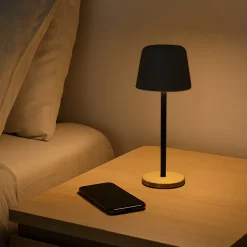 Lampa stołowa Solis z regulacją jasności i podstawą z bambusa / Czarny LT93353-N0002