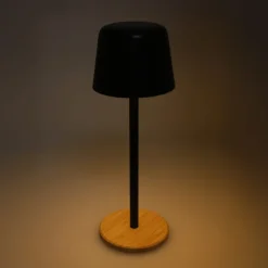 Lampa stołowa Solis z regulacją jasności i podstawą z bambusa / Czarny LT93353-N0002
