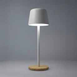 Lampa stołowa Solis z regulacją jasności i podstawą z bambusa / Biały LT93353-N0001