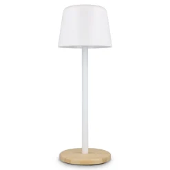 Lampa stołowa Solis z regulacją jasności i podstawą z bambusa / Biały LT93353-N0001