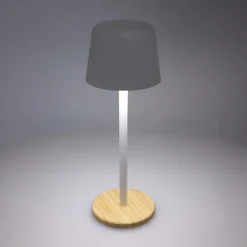 Lampa stołowa Solis z regulacją jasności i podstawą z bambusa / Biały LT93353-N0001