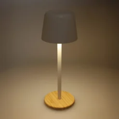 Lampa stołowa Solis z regulacją jasności i podstawą z bambusa / Biały LT93353-N0001