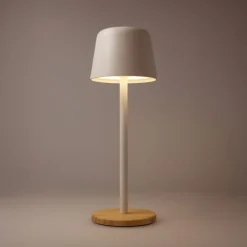 Lampa stołowa Solis z regulacją jasności i podstawą z bambusa / Biały LT93353-N0001
