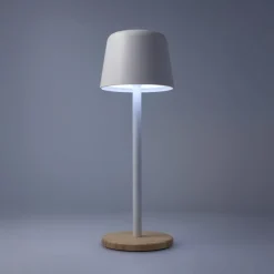 Lampa stołowa Solis z regulacją jasności i podstawą z bambusa / Biały LT93353-N0001