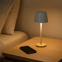 Lampa stołowa Solis z regulacją jasności i podstawą z bambusa / Biały LT93353-N0001