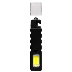 Latarka bezpieczeństwa 4 LED COB, przecinak do pasów, młotek bezpieczeństwa / Czarny V9732-03