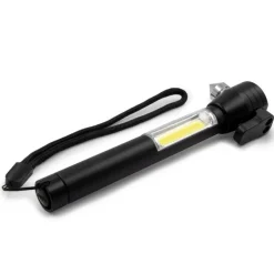 Latarka bezpieczeństwa 1 LED COB, przecinak do pasów, młotek bezpieczeństwa | Flint / Czarny V0925-03