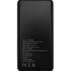 Loop powerbank o pojemności 20 000 mAh z tworzyw sztucznych pochodzących z recyklingu / Czarny 12432290