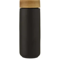 Lumi ceramiczny kubek z bambusową pokrywką o pojemności 300 ml / Czarny 10070590