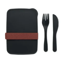 Lunchbox ze sztućcami / Czarny MO6254-03