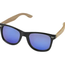 Lustrzane okulary przeciwsłoneczne wykonane z plastiku PET z recyklingu/drewna Hiru z polaryzacją w pudełku upominkowym / Drewno 12700271