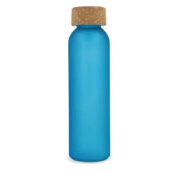 Matowa szklana butelka z recyklingu z korkiem 500ml / Ecru / niebieski LT98880-N5411