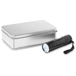 Metalowa latarka z 9 LED / Czarny KC6860-03