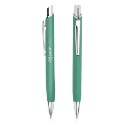 Metalowy dłługopis z gumowanym wykończeniem / Crome / Ciemnozielony IP13150644