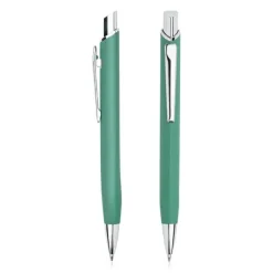 Metalowy dłługopis z gumowanym wykończeniem / Crome / Ciemnozielony IP13150644