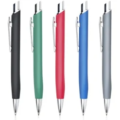 Metalowy dłługopis z gumowanym wykończeniem / Crome / Ciemnozielony IP13150644