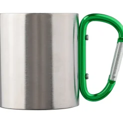 Metalowy kubek 185 ml z karabińczykiem / Zielony V0646-06