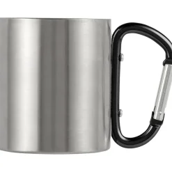 Metalowy kubek 185 ml z karabińczykiem / Granatowy V0646-04