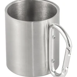 Metalowy kubek 185 ml z karabińczykiem / Srebrny V0646-32