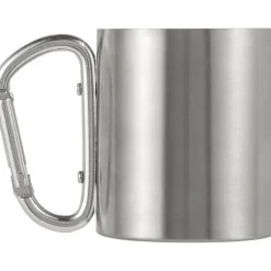 Metalowy kubek 185 ml z karabińczykiem / Srebrny V0646-32