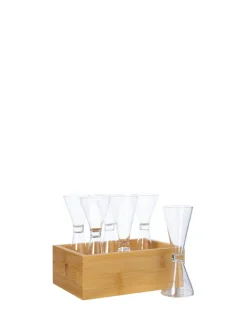 NATURE ZESTAW KIELISZKÓW Z TACĄ, 6-PCS / Transparentny 5018446-