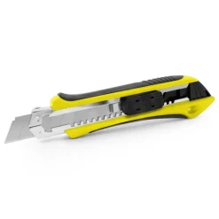 Nóż do tapet z mechanizmem zabezpieczającym, zapasowe ostrza w komplecie | Sutton / żółty V7237-08