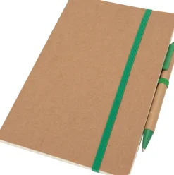 Notatnik A5 z czystymi stronami i długopisem z materiałów z recyklingu CHLOE / Zielony 2377609