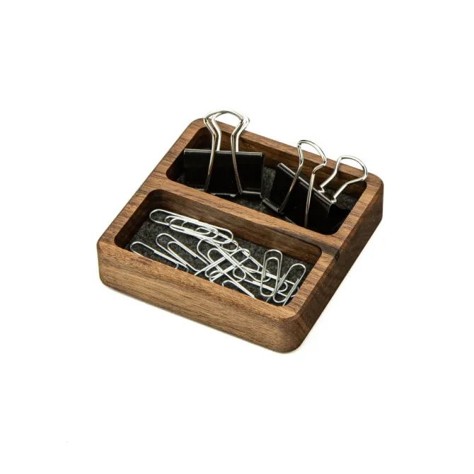 Organizer drewniany SMALL DOUBLE BOX / Drewniany - orzech BWD10035